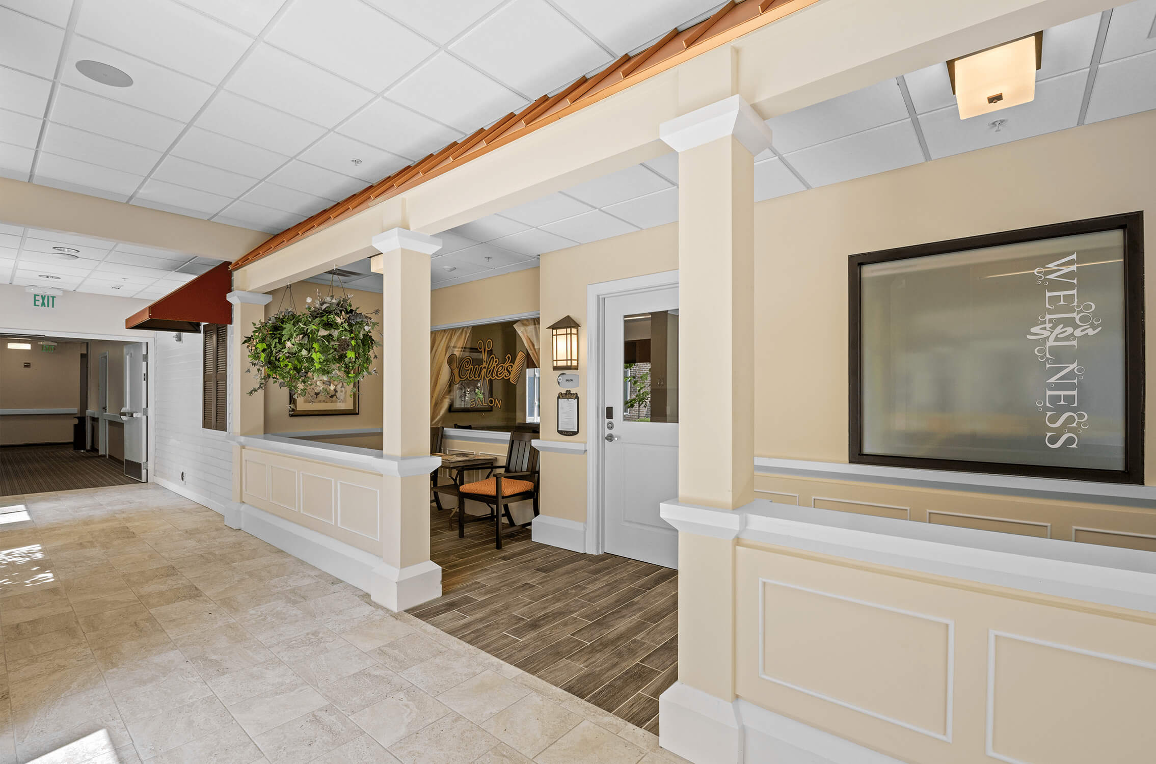 Avalon of Commerce Township spa and cafe hallway